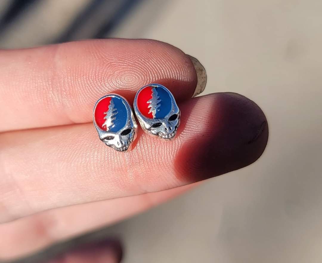 Red & Blue Scull Earrings